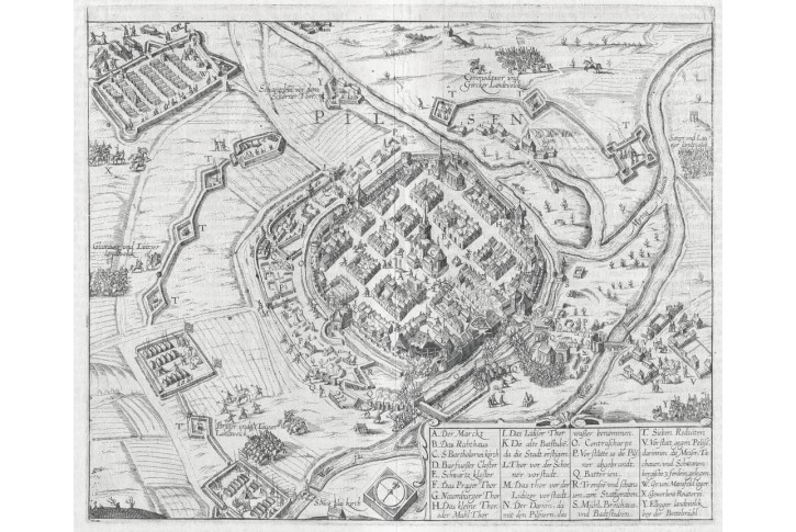 Plzeň, G. Ens,mědiryt, 1627