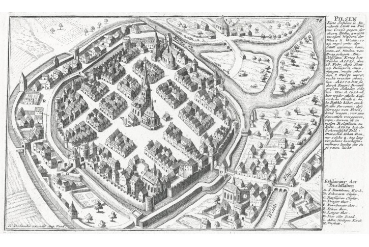 Plzeň,  Bodenehr, mědiryt, 1720