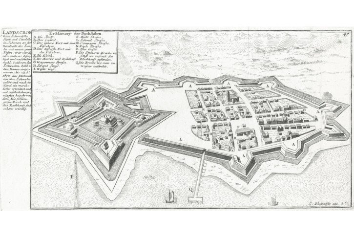 Landskrona, Bodenehr, mědiryt, (1720)