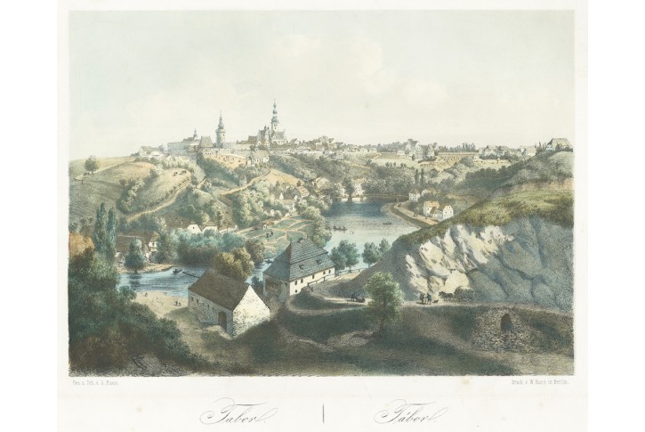 Tábor, Haun,  kolorovaná  litografie, 1860