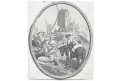 Don Quijote a mlýny, Samer,, mědiryt, 1840