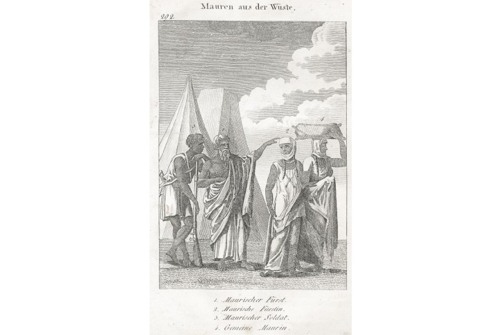 Afrika kroje Maurové, mědiryt, (1820)
