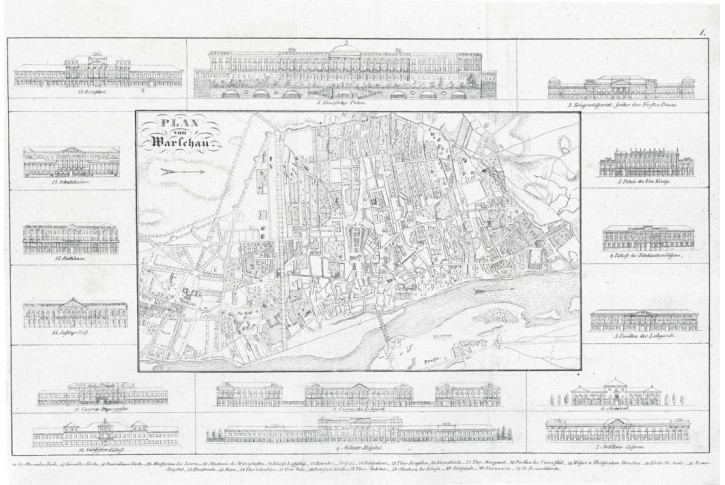 Varšava plán, litografie, (1830)