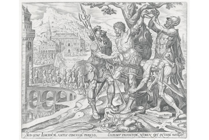 Achior, Heemskerck - Galle, mědiryt, 1564