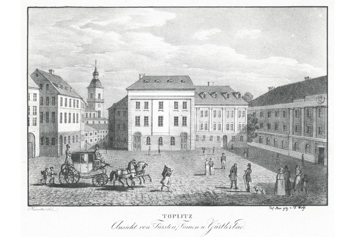 Teplice Gürtlerbad, Kunike, litografie, 1830