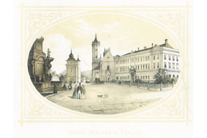 Teplice , Pohlig, kolor. litografie, 1852