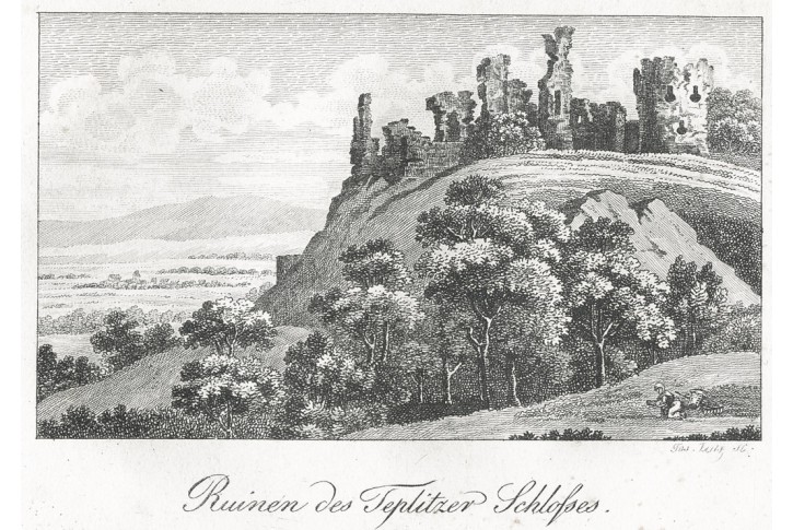 Teplice Schlossberg, Gerle, mědiryt, 1823