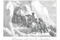 Napoleon průsmyk St. Bernhard, litografie, (1840)