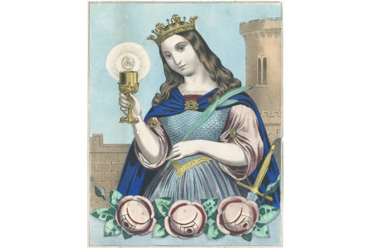 Sv, Katěřina, kolorovaná  litografie, (1850)