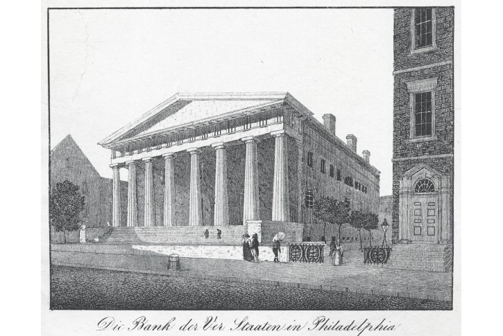 Philadelphia Bank Ver. Staaten, litografie, (1840)