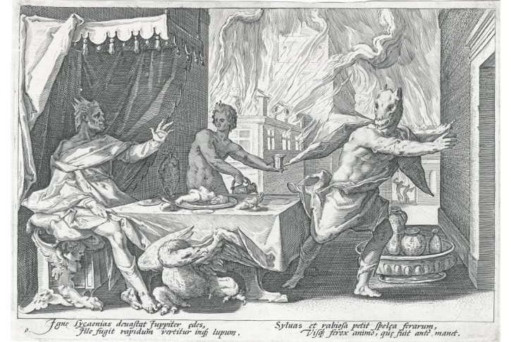 Vlkodlak Lykaon, Goltzius dílna, mědiryt 1589