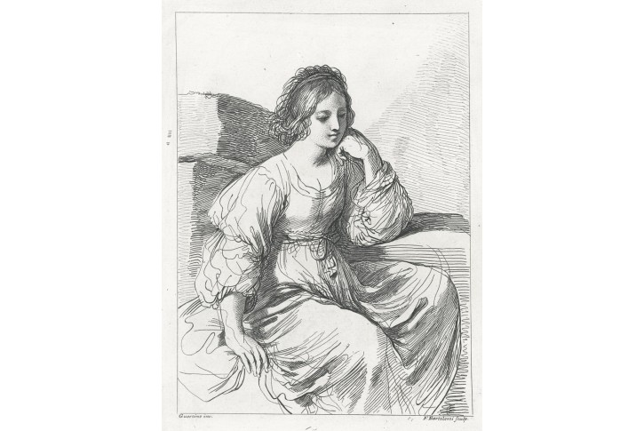GUERCINO - F. Bartolozzi, Dívka, lept, 1800