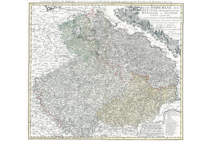 Homann Erben : Regni Bohemiae, kol. mědiryt, 1747