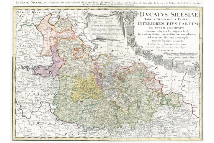 Homann Erben, Silesiae, kolor. mědiryt, 1745