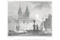 Praha Týnský chrám, Lange, oceloryt, 1841