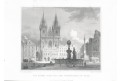 Praha Týnský chrám, Lange, oceloryt, 1841