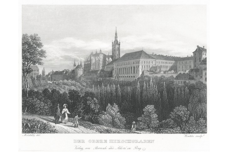 Praha Jelení příkop, Morstadt, oceloryt, (1850)