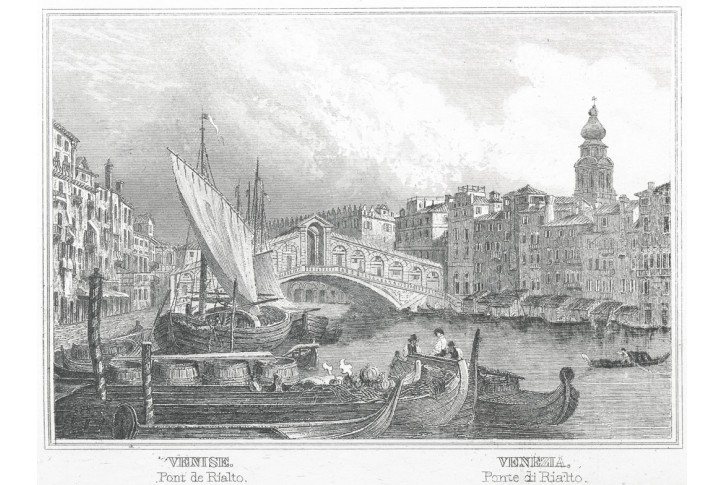 Venezia Rialto, oceloryt ,(1840)