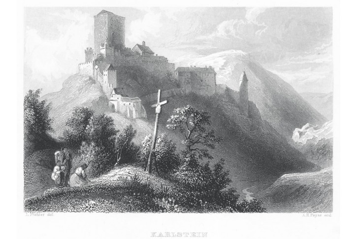 KARLŠTEJN, Herloss, oceloryt, 1841