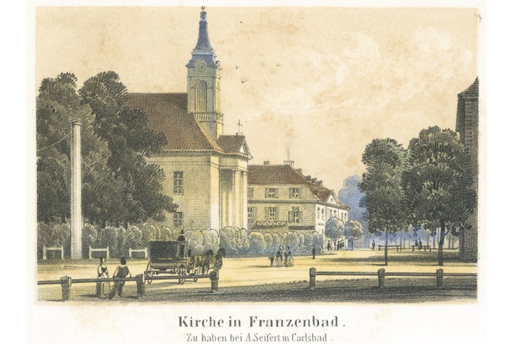 Františkovy lázně kostel,  litografie, (1860)