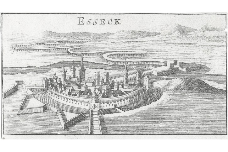 Esseck - Osijek,  mědiryt, 18 stol., 