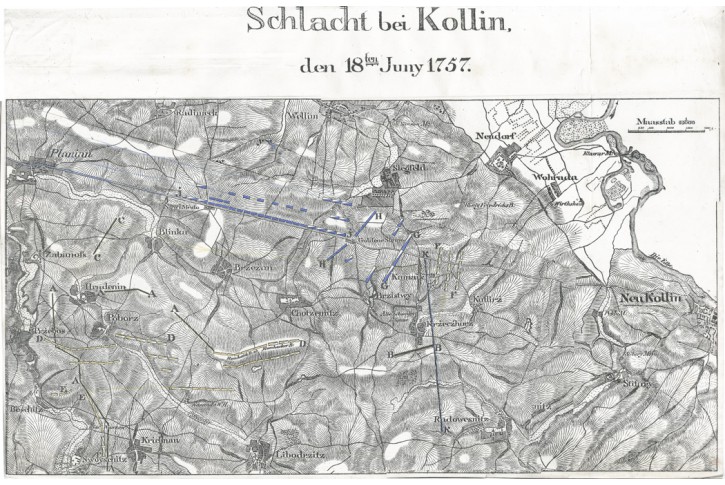 Kolin bitva 1757, litografie, (1830)