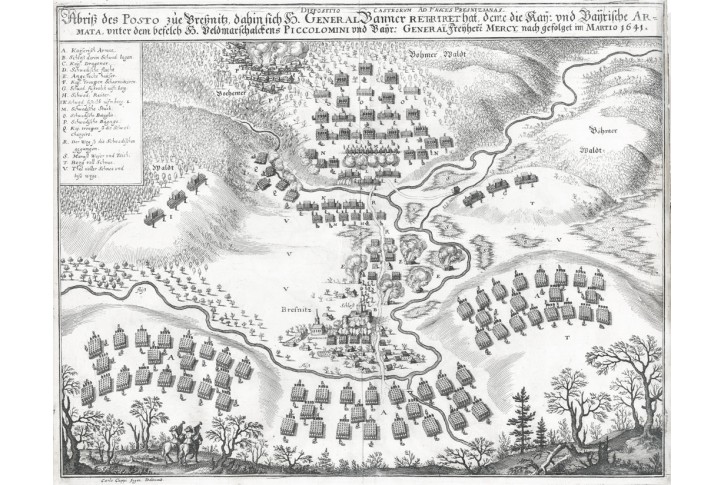 Př&iacute;sečnice bitva, Merian, mědiryt 1650