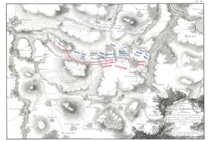 Kol&iacute;n Plaňany,  bitva pl&aacute;n, mědiryt 1779