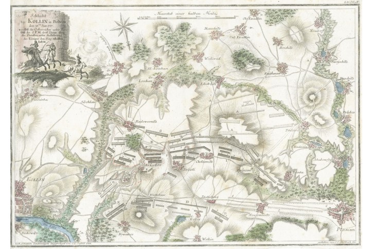 Kol&iacute;n bitva, Tempelhoff, mědiryt, 1783