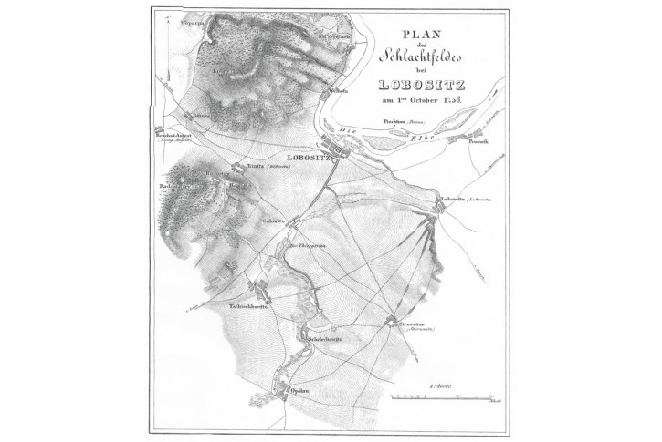 Lovosice bitva 1756, litografie, 1836