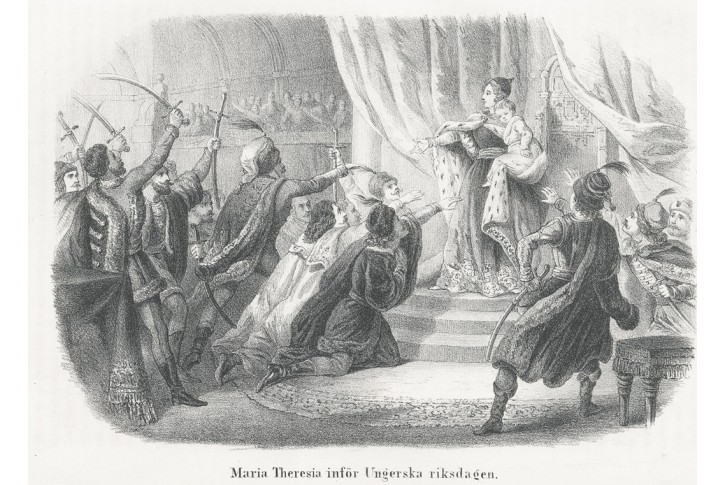 Marie Terezie Uhersk&yacute; sněm,  litografie, 1846