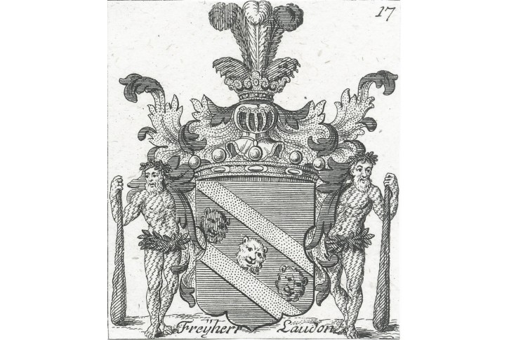 Laudon svobodn&yacute; p&aacute;n, mědiryt, (1760)