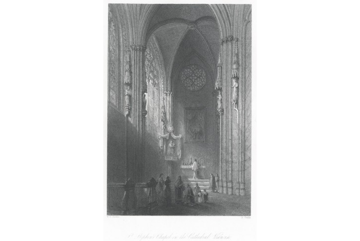 Wien Stephans Kirche interier,  oceloryt, (1850)