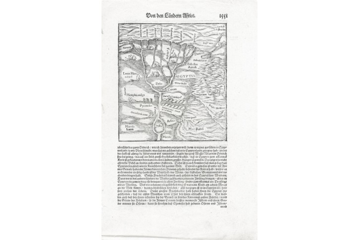 Egypt delta Nilu, S. M&uuml;nster, dřevořez, (1590)