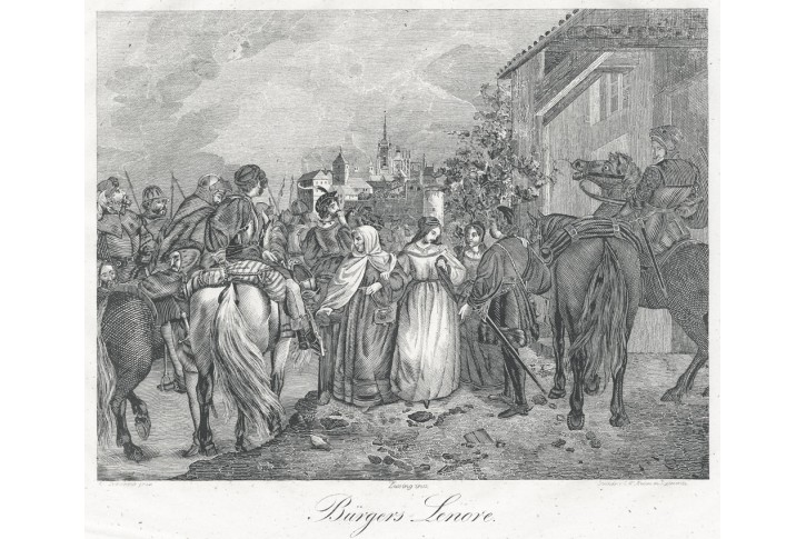 Praha B&uuml;rger Leonore, Medau, litografie, 1837
