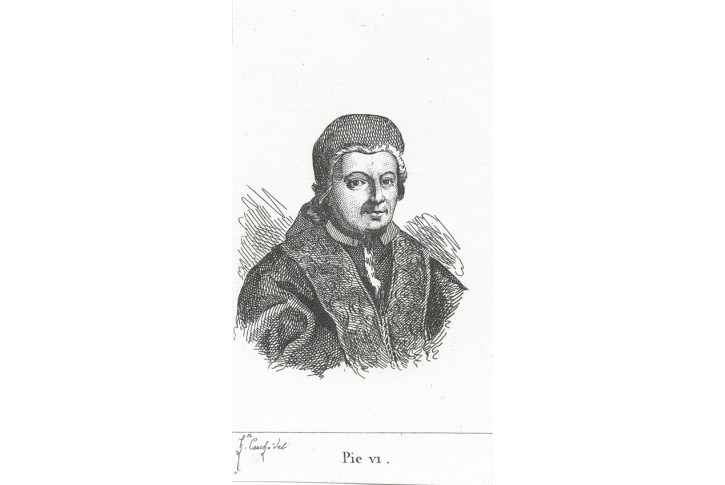 Pius VI papež, mědiryt, 1833