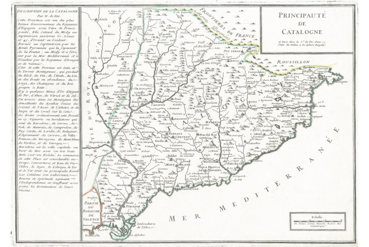 Catalogne, N. de Fer, mědiryt, 1715