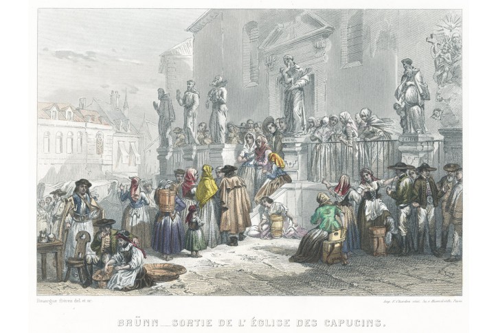 Brno kostel kapuc&iacute;nů, Rouargue, oceloryt 1850