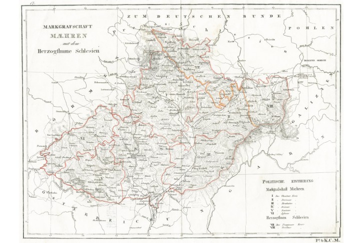 Maehren mit Herzogth Schlesien, litografie, (1850)