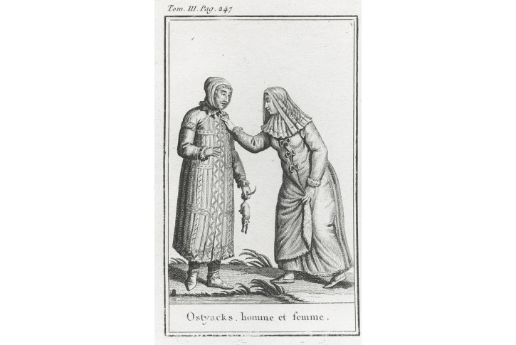 Sibiř Osť&aacute;ci kroj, Blanchard, mědiryt, 1806