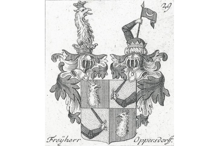 Oppersdorf svobodn&yacute; p&aacute;n, mědiryt, (1760)