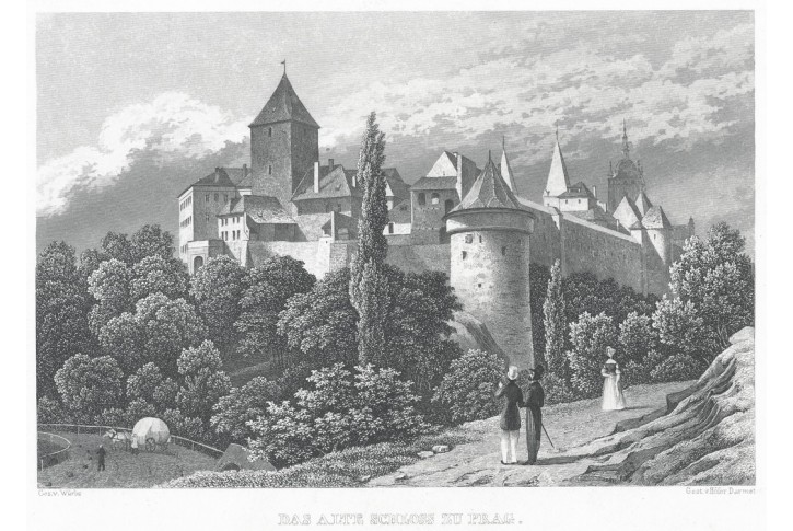 Pražsk&yacute; hrad, Gerle, oceloryt, 1842