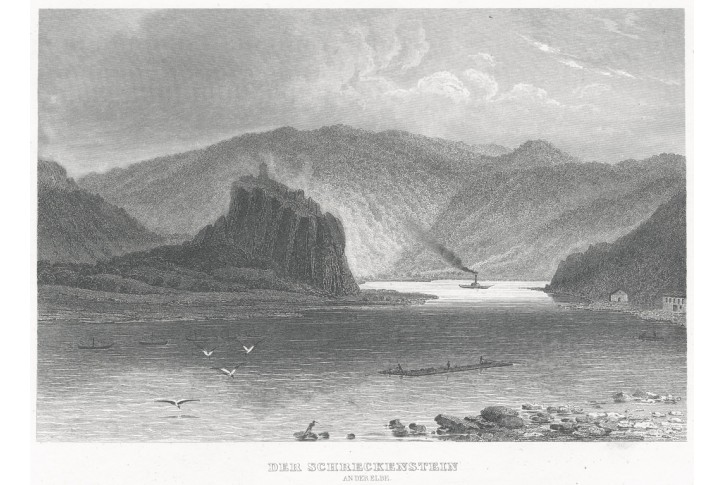 Střekov , Meyer, oceloryt, 1850