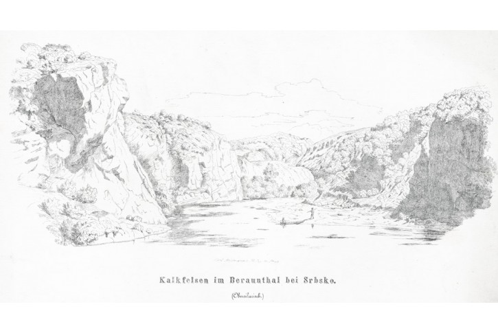 Srbsko udol&iacute; Berounky, Wenzig, litografie, 1857