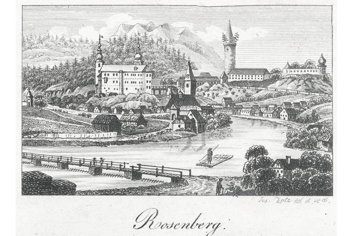 Rožmberk, Gerle, mědiryt, 1823