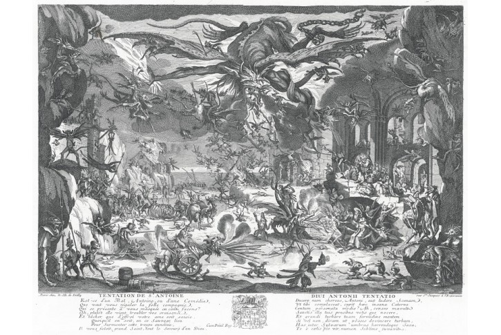 Pokušení s. Antonína, Callot Poilly, mědiryt, 1750