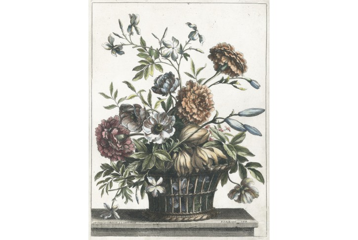 Kytice,  mědiryt ,  Monnoyer, 1680