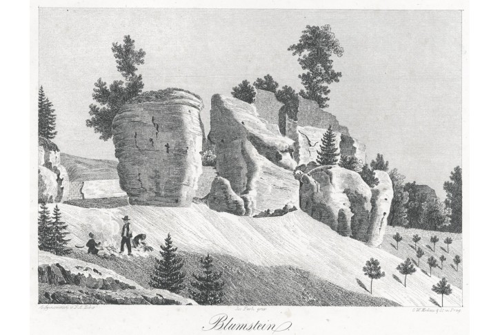 Kv&iacute;tkov, Heber, litografie, 1845