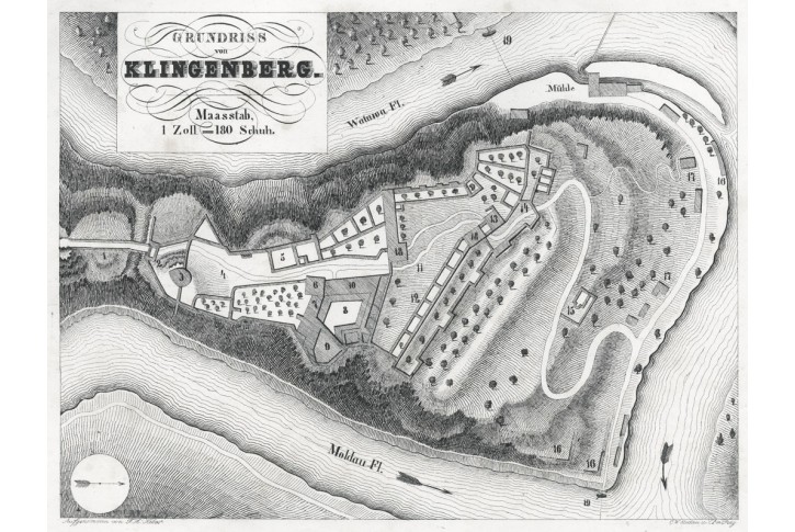 Zv&iacute;kov půdorys, Heber, litografie, (1844)