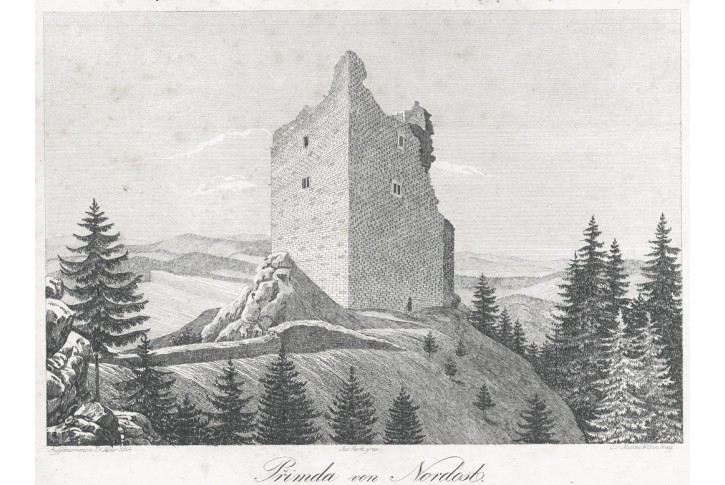 Přimda od severov&yacute;chodu , Heber, litografie, 1845